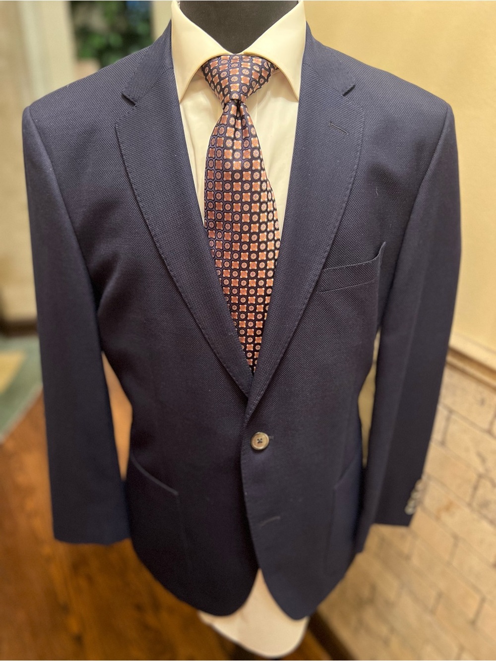 Hugo Boss Navy Textured Sport Coat Blazer Jacket Reda Wool Men 42R - Picture 8 of 13